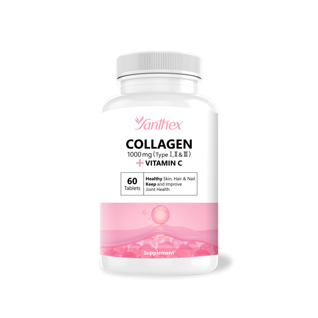 Collagen 1000 MG Type I, II & III + Vitamin C, 60 Tablets